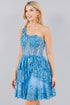 Lace One-Shoulder Tiered Skirt Cocktail Dress for Women 4/XS-16/3X